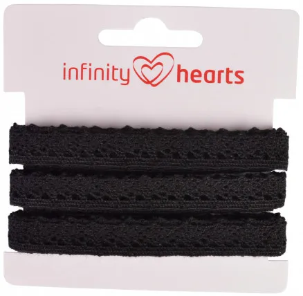 Infinity Hearts Spitzenband Polyester 11mm 11 Schwarz - 5m