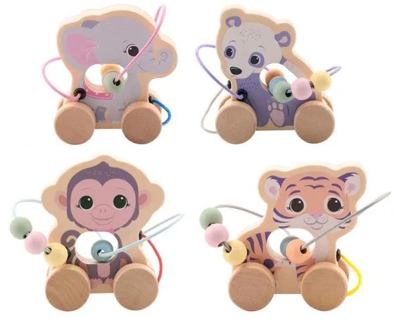 Joueco The Wildies Wooden Animal with Bead Track