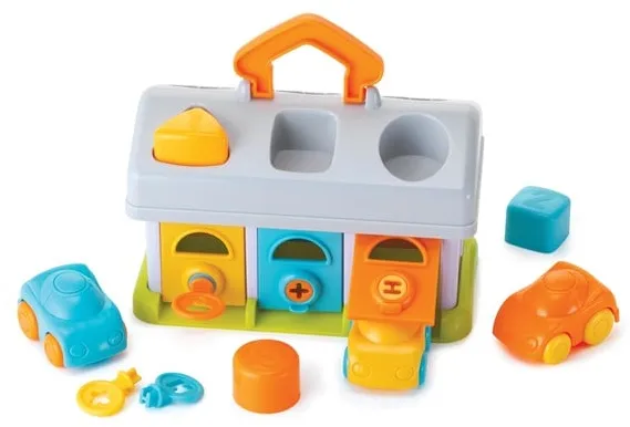 B-Kids Infantino Garage mit 3 Autos und Schlüsseln