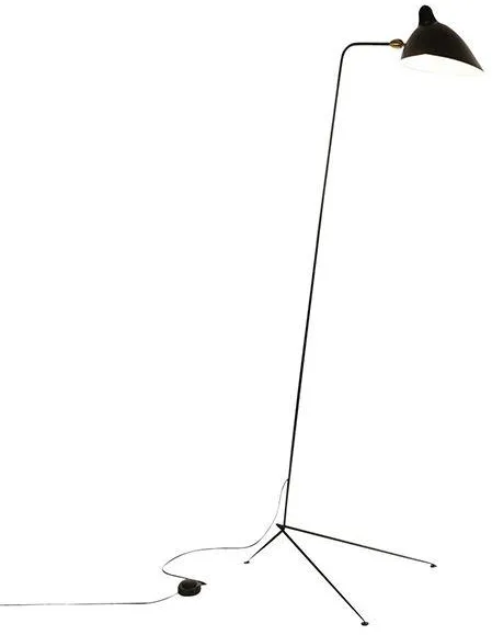 Serge Mouille Lampadaire 1 Droit Stehlampe Schwarz & Messing