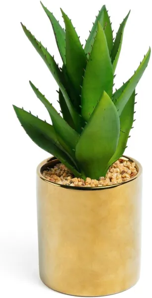 Agave, Kunstpflanze, gold/grün, H11x20x20 cm