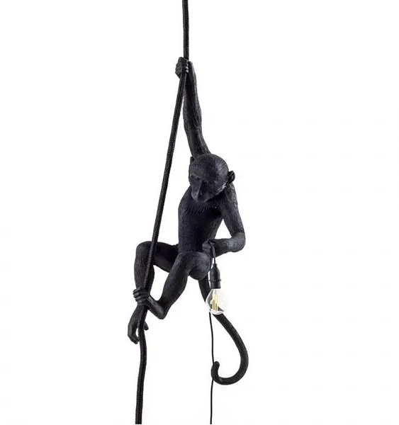 Seletti Monkey With Rope Pendelleuchte Schwarz Außen
