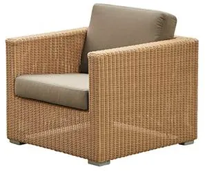 Cane-Line Chester Loungesessel, Natural, Kissen in Taupe