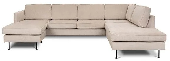 Læsø Sofa mit Chaiselong und Open-End - 288 x 210 cm - beige Samt - Linksausführung